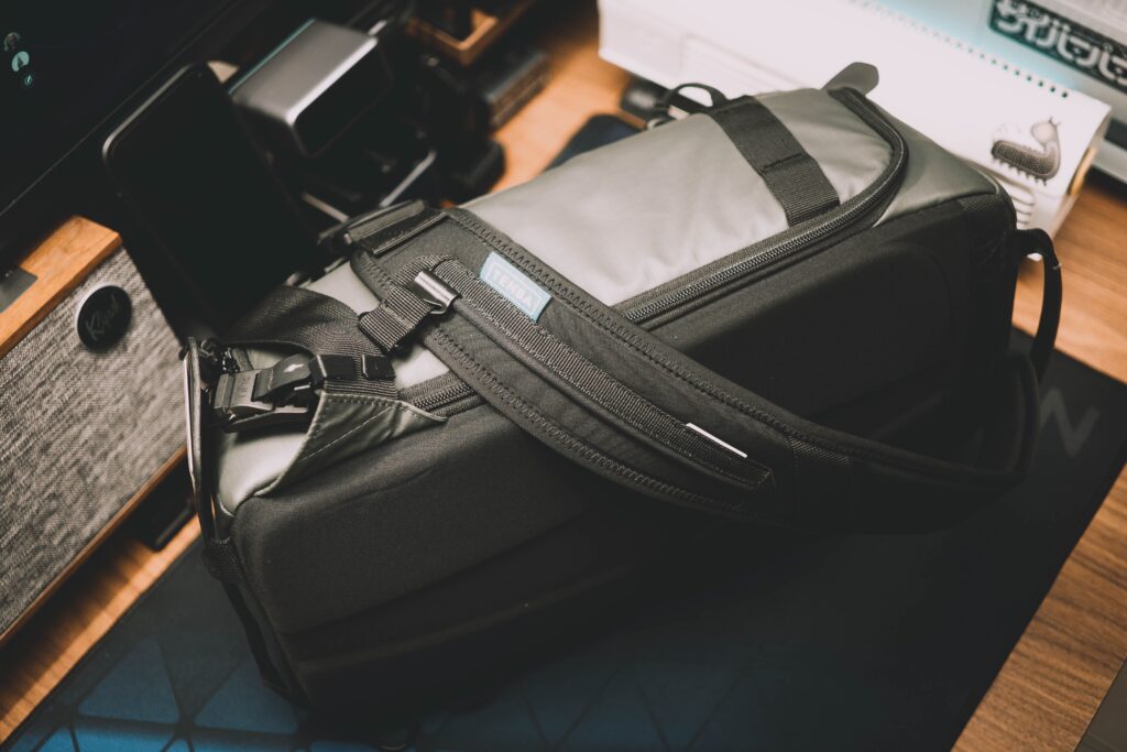 Durable waterproof duffel bag packed for offshore oil and gas assignment