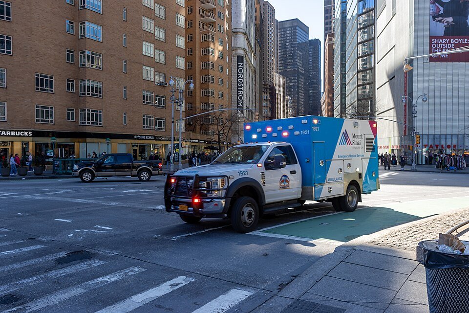 Ambulance responding to a medical emergency on a New York City street